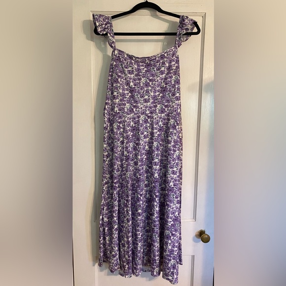 VETIOR Womens Cap Sleeve Square Neck Floral Sun
Dress; Purple & White; Size: XL - Picture 6 of 10